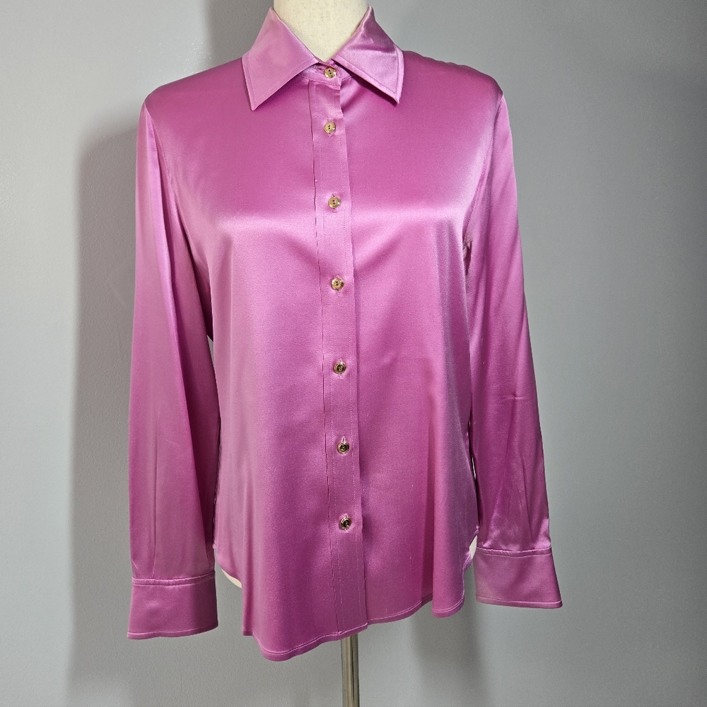 St. John Pink Silk/Spandex Button Down Blouse, s6